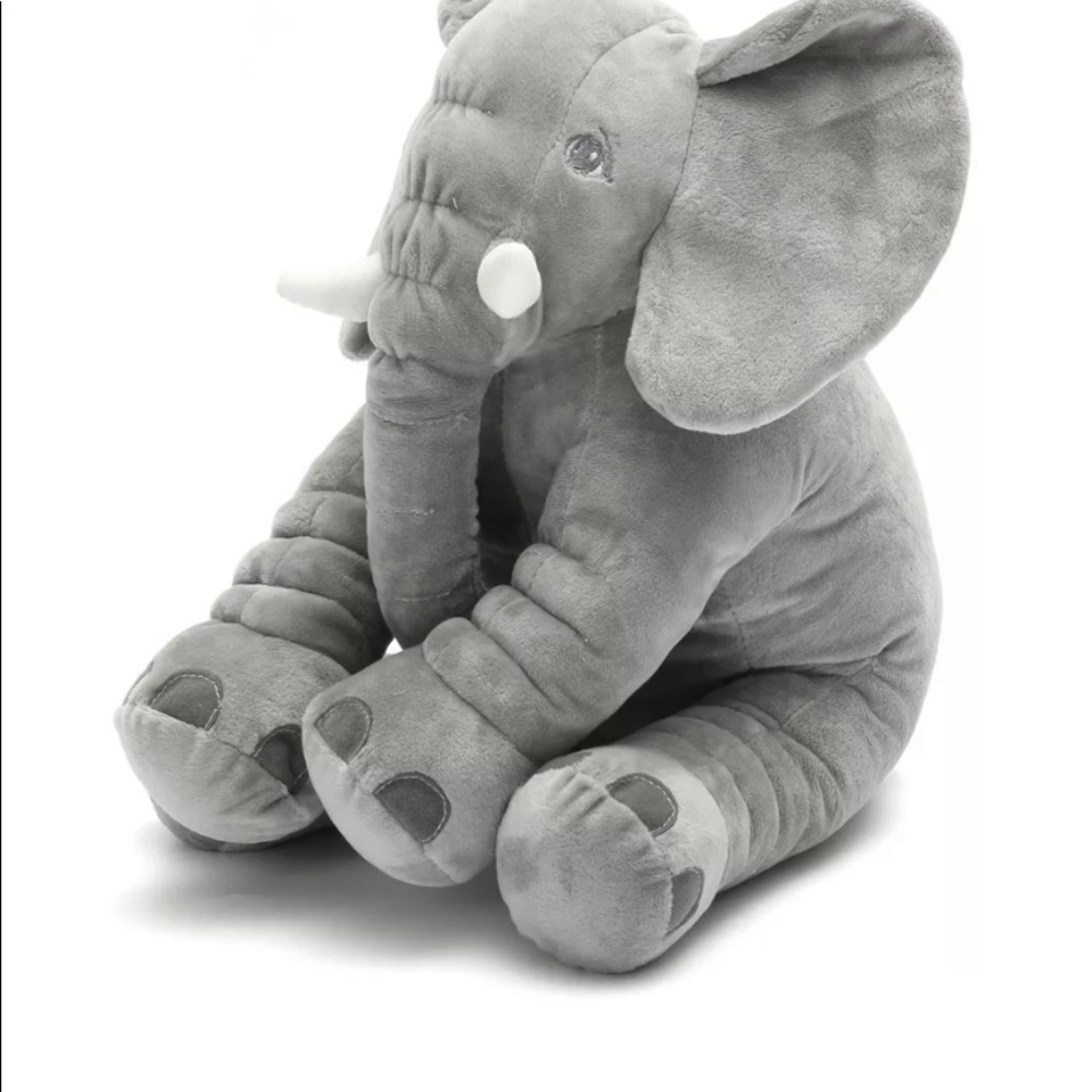 Elephant Pillow Soft Gray Plush